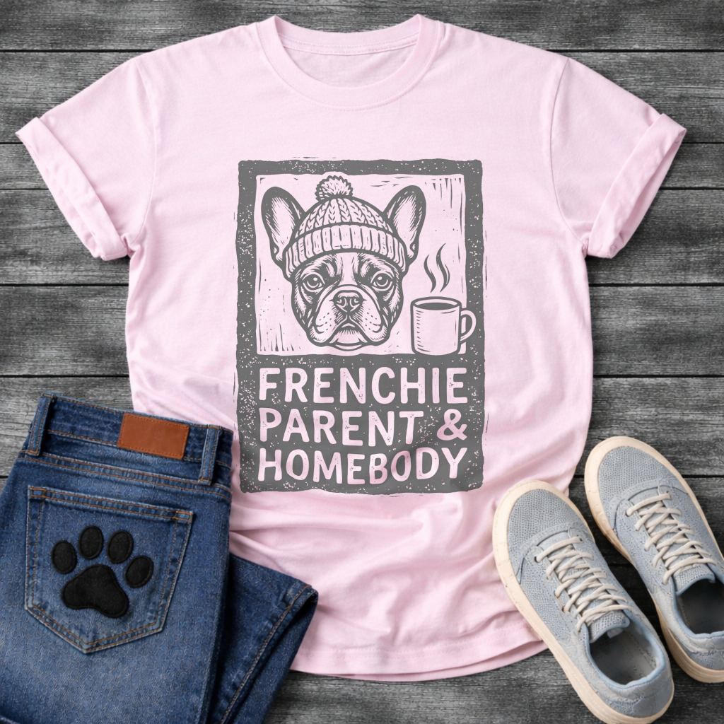 Frenchie Parent Homebody French Bulldog beanie coffee funny dog shirt tee
