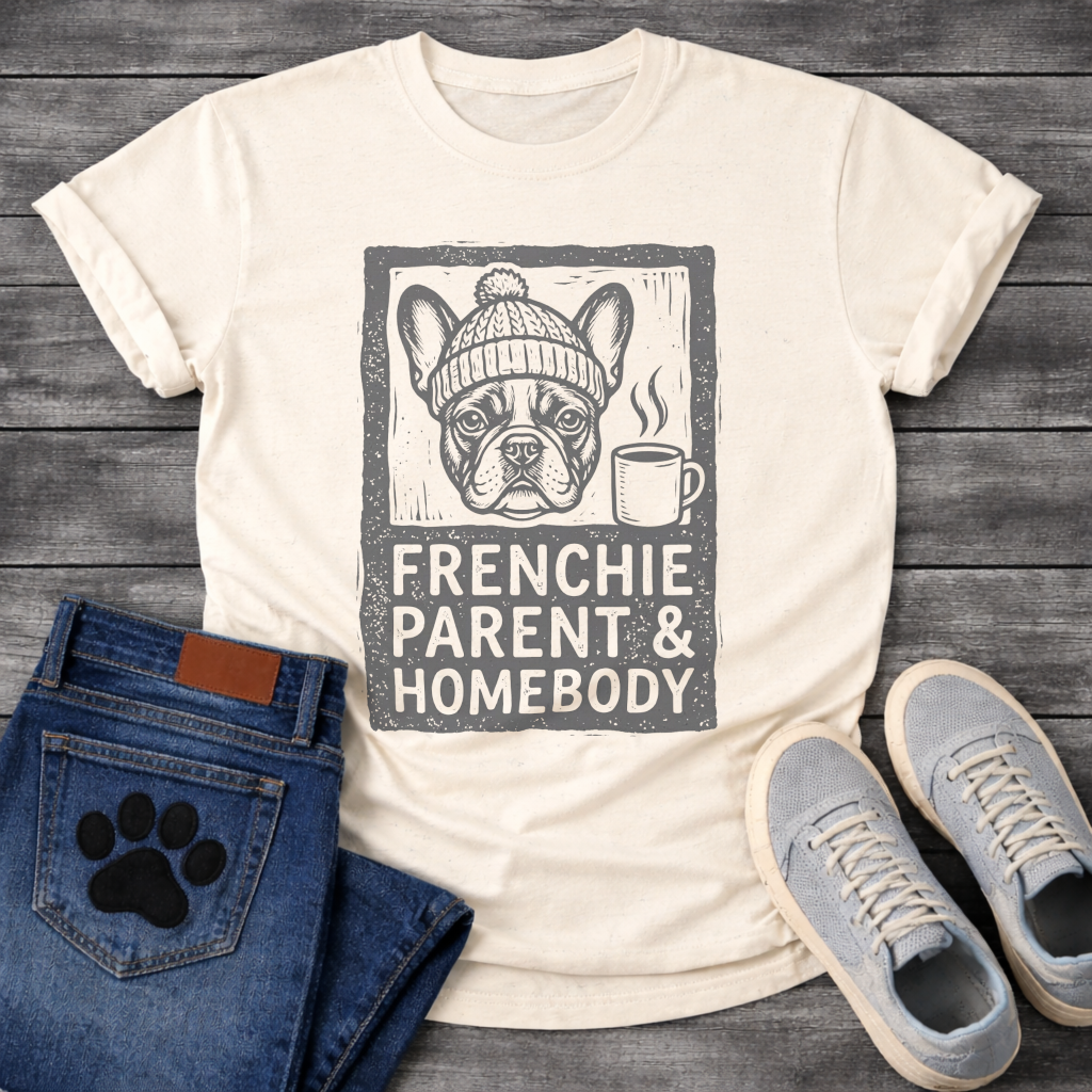 Frenchie Parent Homebody French Bulldog beanie coffee funny dog shirt tee
