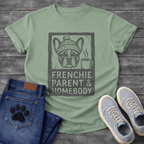 Frenchie Parent Homebody French Bulldog beanie coffee funny dog shirt tee
