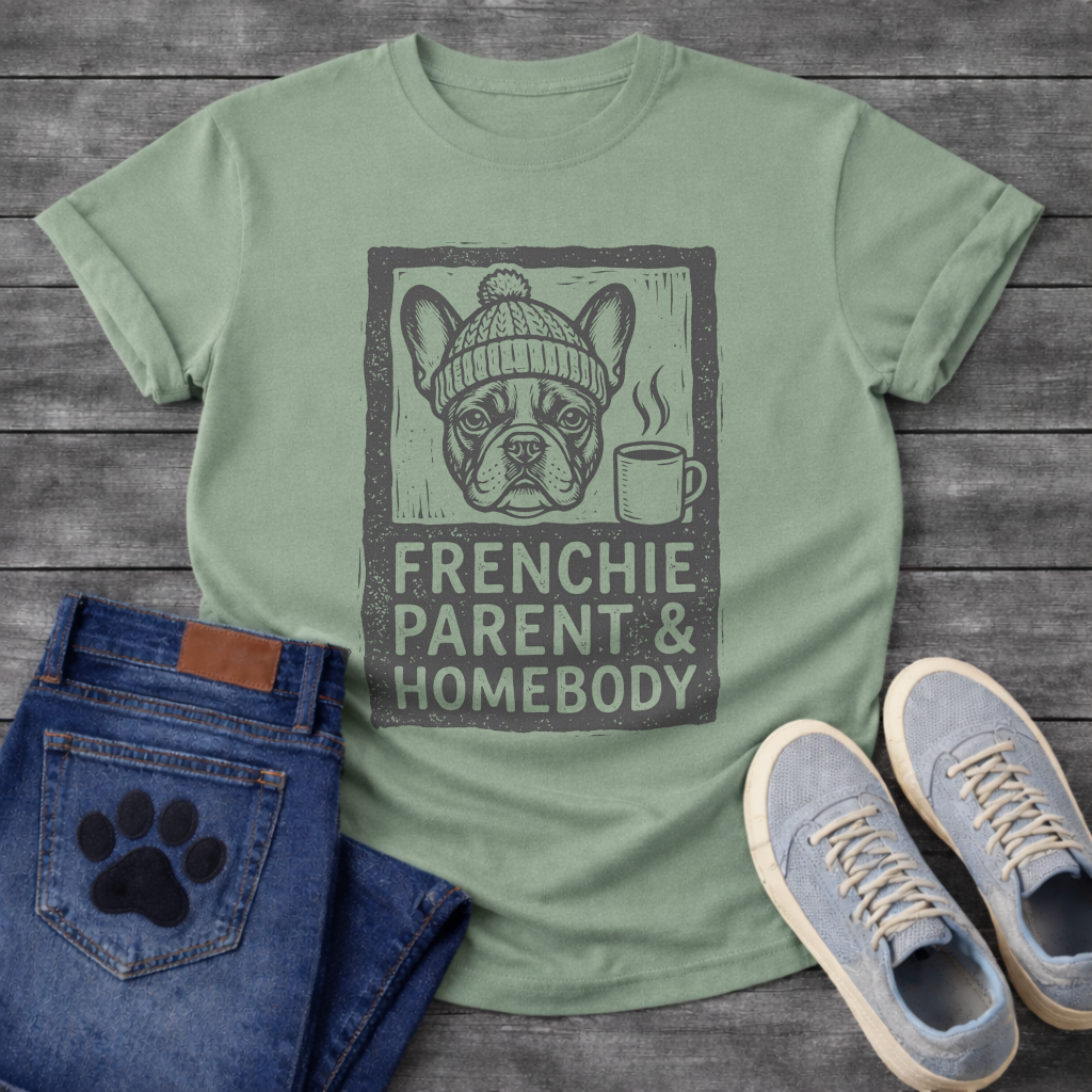Frenchie Parent Homebody French Bulldog beanie coffee funny dog shirt tee
