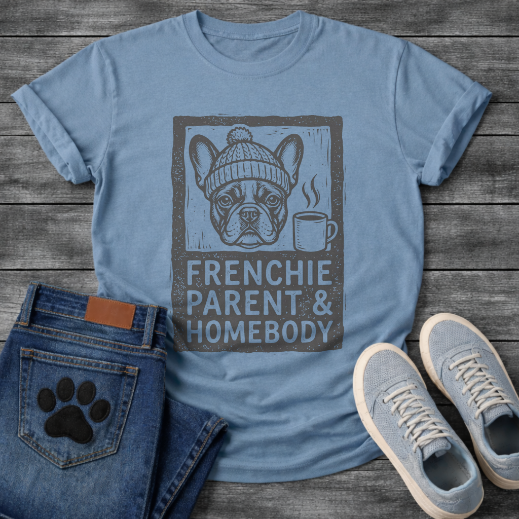 Frenchie Parent Homebody French Bulldog beanie coffee funny dog shirt tee
