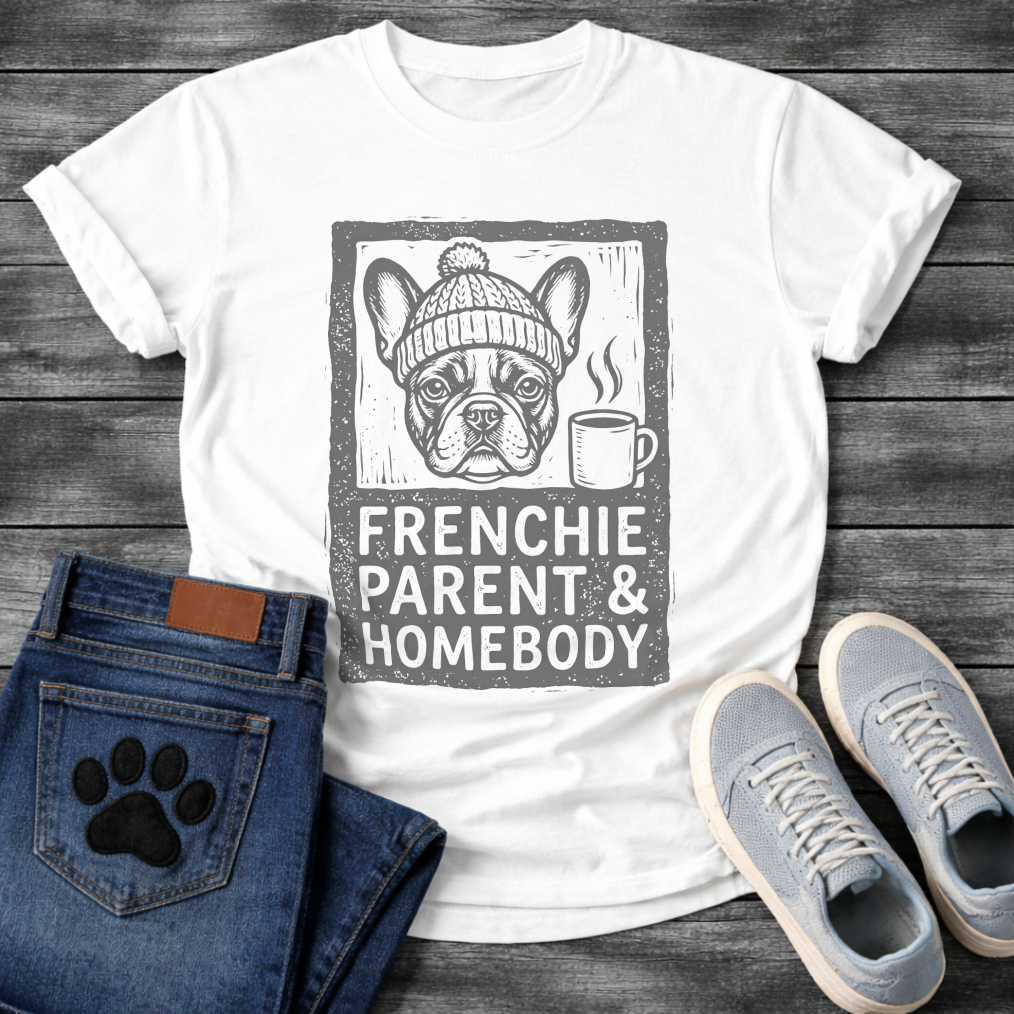 Frenchie Parent Homebody French Bulldog beanie coffee funny dog shirt tee
