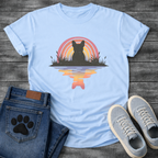 Frenchie rainbow reflection silhouette marsh retro t-shirt sage pink orange pet lover apparel