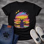 Frenchie retrowave cosmic sunset silhouette t-shirt black neon pet lover apparel funny dog shirt
