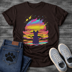 Frenchie retrowave cosmic sunset silhouette t-shirt black neon pet lover apparel funny dog shirt
