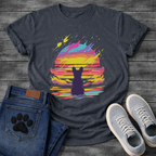 Frenchie retrowave cosmic sunset silhouette t-shirt black neon pet lover apparel funny dog shirt
