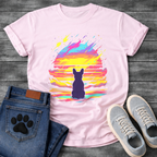 Frenchie retrowave cosmic sunset silhouette t-shirt black neon pet lover apparel funny dog shirt
