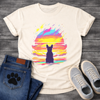 Frenchie retrowave cosmic sunset silhouette t-shirt black neon pet lover apparel funny dog shirt
