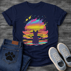 Frenchie retrowave cosmic sunset silhouette t-shirt black neon pet lover apparel funny dog shirt
