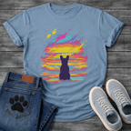 Frenchie retrowave cosmic sunset silhouette t-shirt black neon pet lover apparel funny dog shirt
