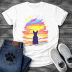 Frenchie retrowave cosmic sunset silhouette t-shirt black neon pet lover apparel funny dog shirt

