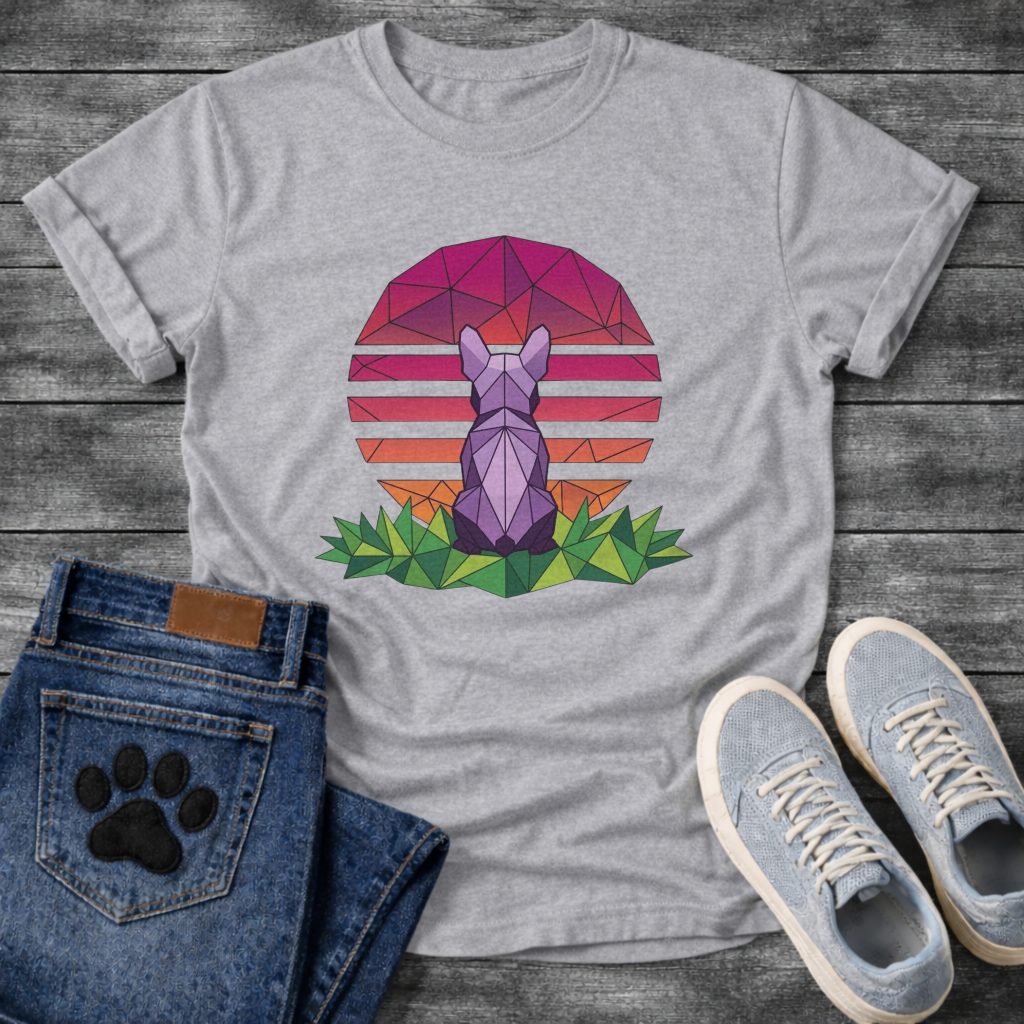 Geometric low-poly French Bulldog sunset t-shirt colorful pet lover apparel funny dog shirt