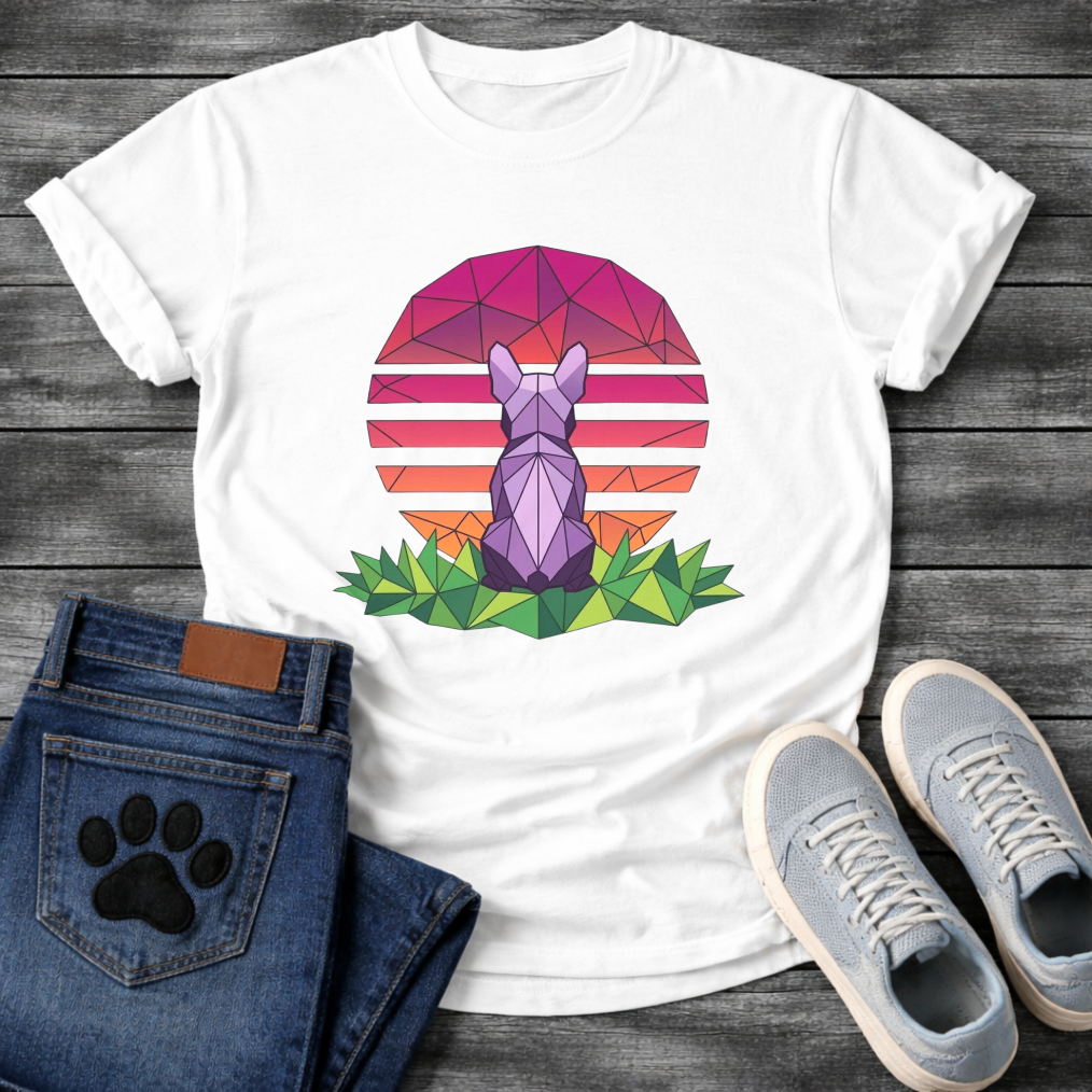 Geometric low-poly French Bulldog sunset t-shirt colorful pet lover apparel funny dog shirt
