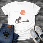 French Bulldog vintage sunset clouds pine trees graphic dog shirt unisex tee