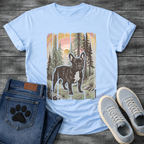 Frenchie vintage national park woodcut forest poster t-shirt sage pet lover apparel dog lover gift