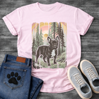 Frenchie vintage national park woodcut forest poster t-shirt sage pet lover apparel dog lover gift