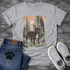 Frenchie vintage national park woodcut forest poster t-shirt sage pet lover apparel dog lover gift