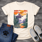 Frenchie mountain sunset adventure vintage landscape t-shirt funny dog shirt pet lover apparel
