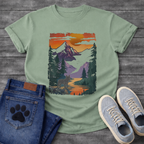 Frenchie mountain sunset adventure vintage landscape t-shirt funny dog shirt pet lover apparel
