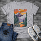 Frenchie mountain sunset adventure vintage landscape t-shirt funny dog shirt pet lover apparel

