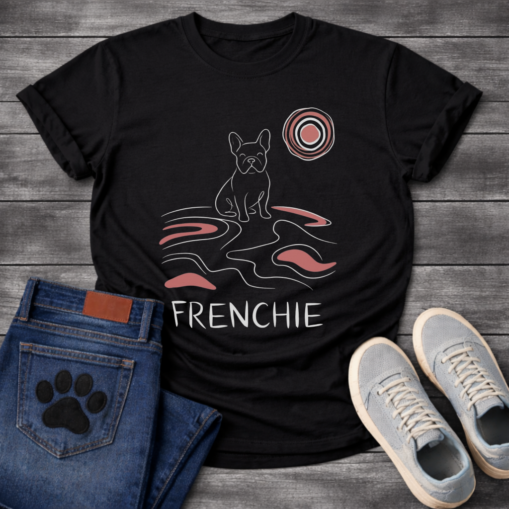 √French Bulldog minimalist line art retro wave graphic dog shirt unisex tee