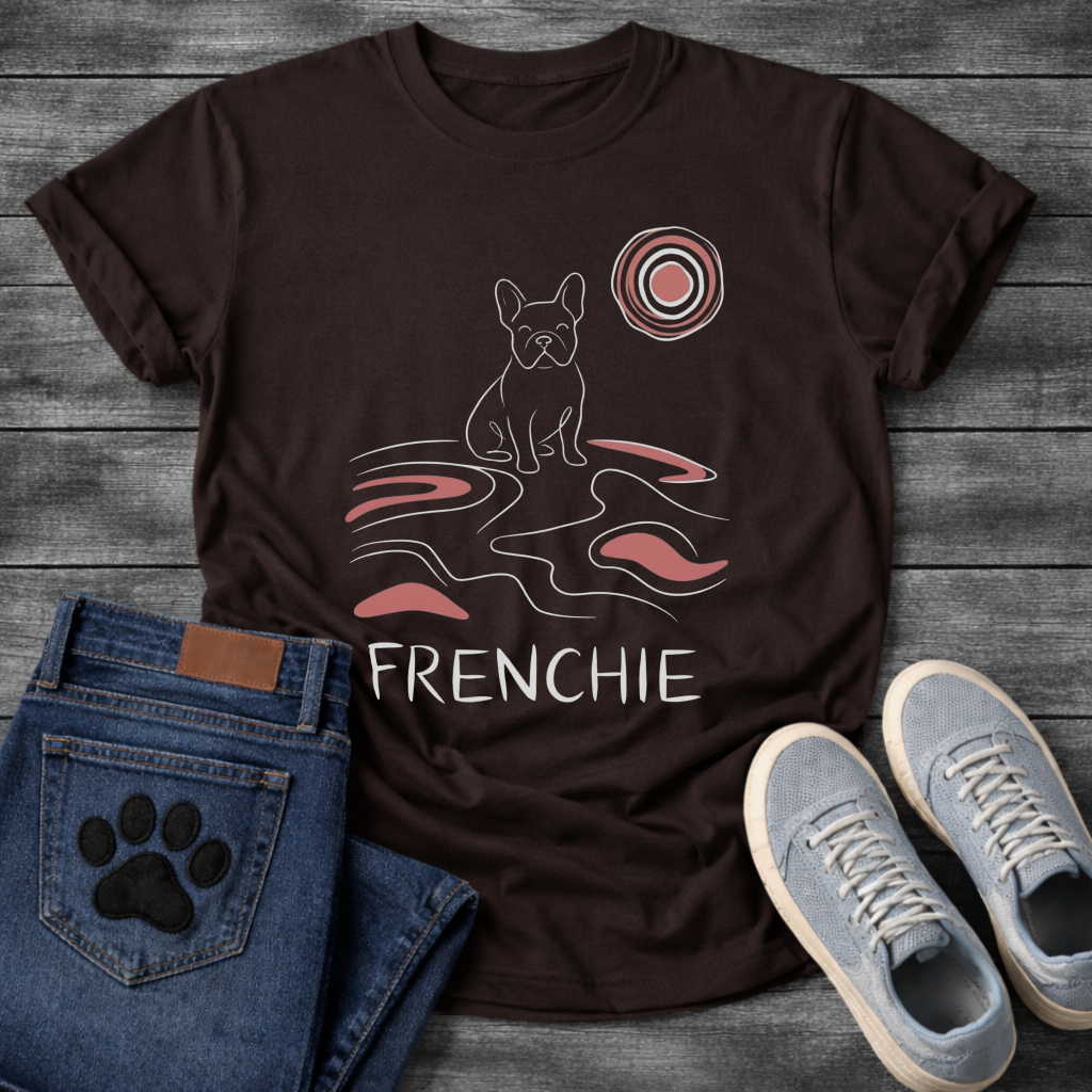 French Bulldog minimalist line art retro wave graphic dog shirt unisex tee