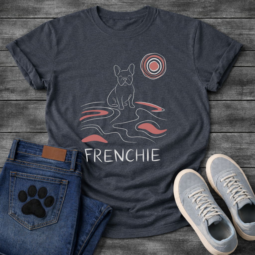 French Bulldog minimalist line art retro wave graphic dog shirt unisex tee