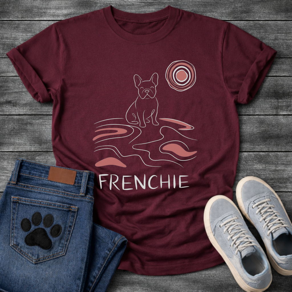 French Bulldog minimalist line art retro wave graphic dog shirt unisex tee