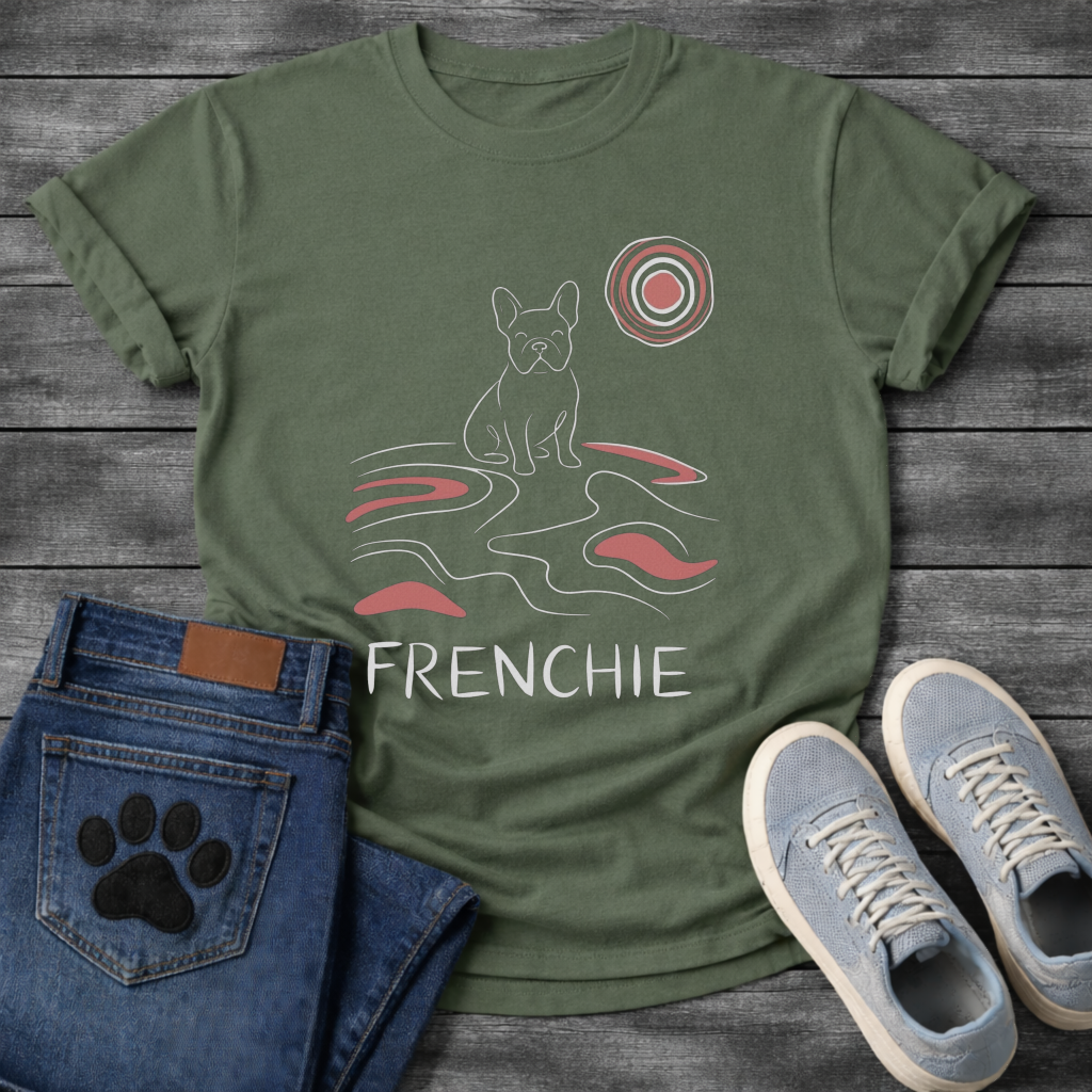 French Bulldog minimalist line art retro wave graphic dog shirt unisex tee