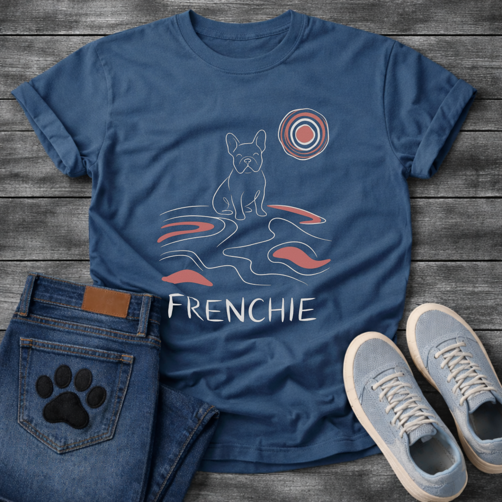French Bulldog minimalist line art retro wave graphic dog shirt unisex tee