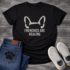 French Bulldog bat ears silhouette with Frenchies Are Healing typography graphic tee
