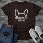 French Bulldog bat ears silhouette with Frenchies Are Healing typography graphic tee
