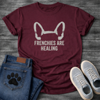 French Bulldog bat ears silhouette with Frenchies Are Healing typography graphic tee
