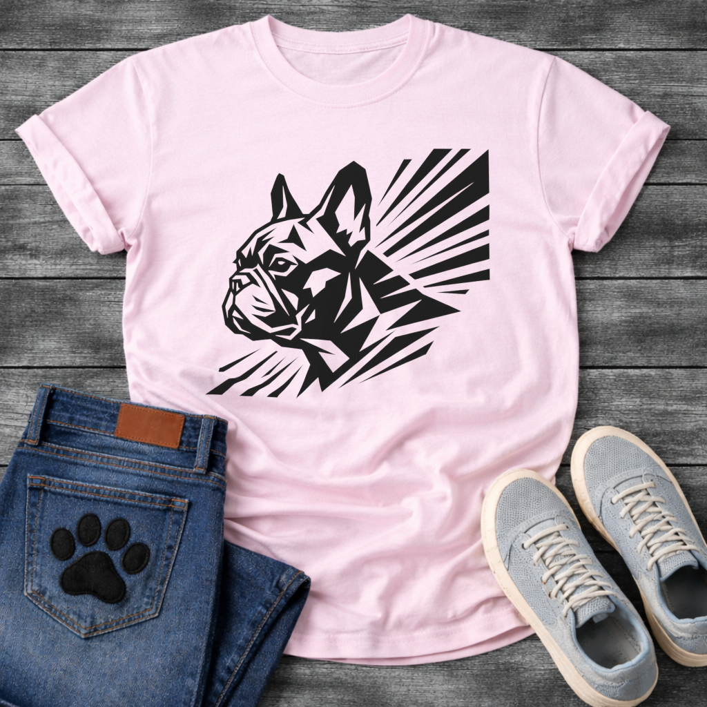 French Bulldog graphic art funny dog shirt white bold black design pet lover tee