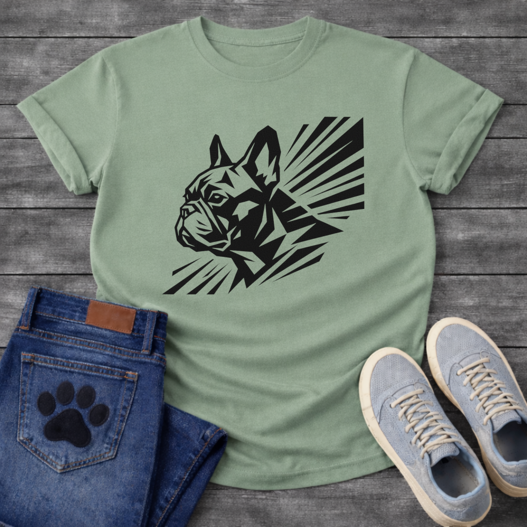 French Bulldog graphic art funny dog shirt white bold black design pet lover tee