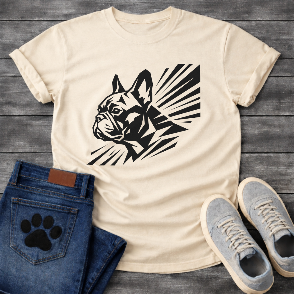 French Bulldog graphic art funny dog shirt white bold black design pet lover tee