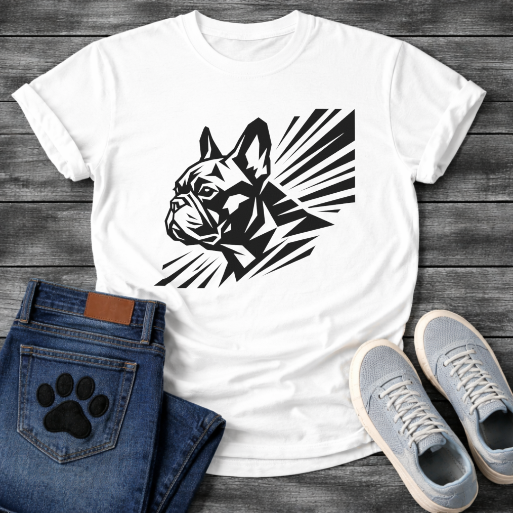 French Bulldog graphic art funny dog shirt white bold black design pet lover tee