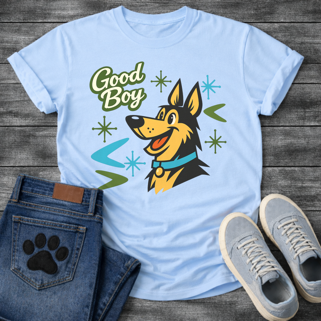 German Shepherd Good Boy funny dog shirt white retro pet lover apparel tee
