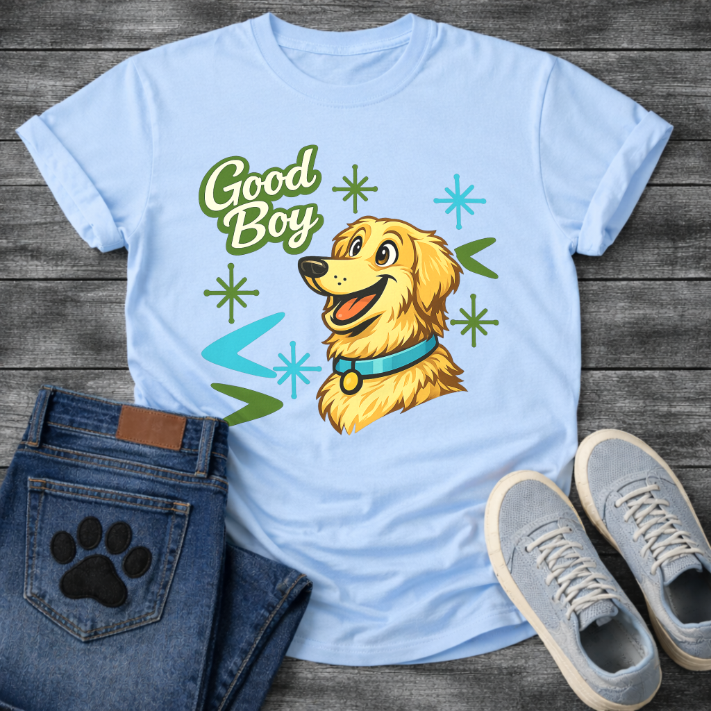 Golden Retriever Good Boy funny dog shirt sand retro pet lover apparel tee