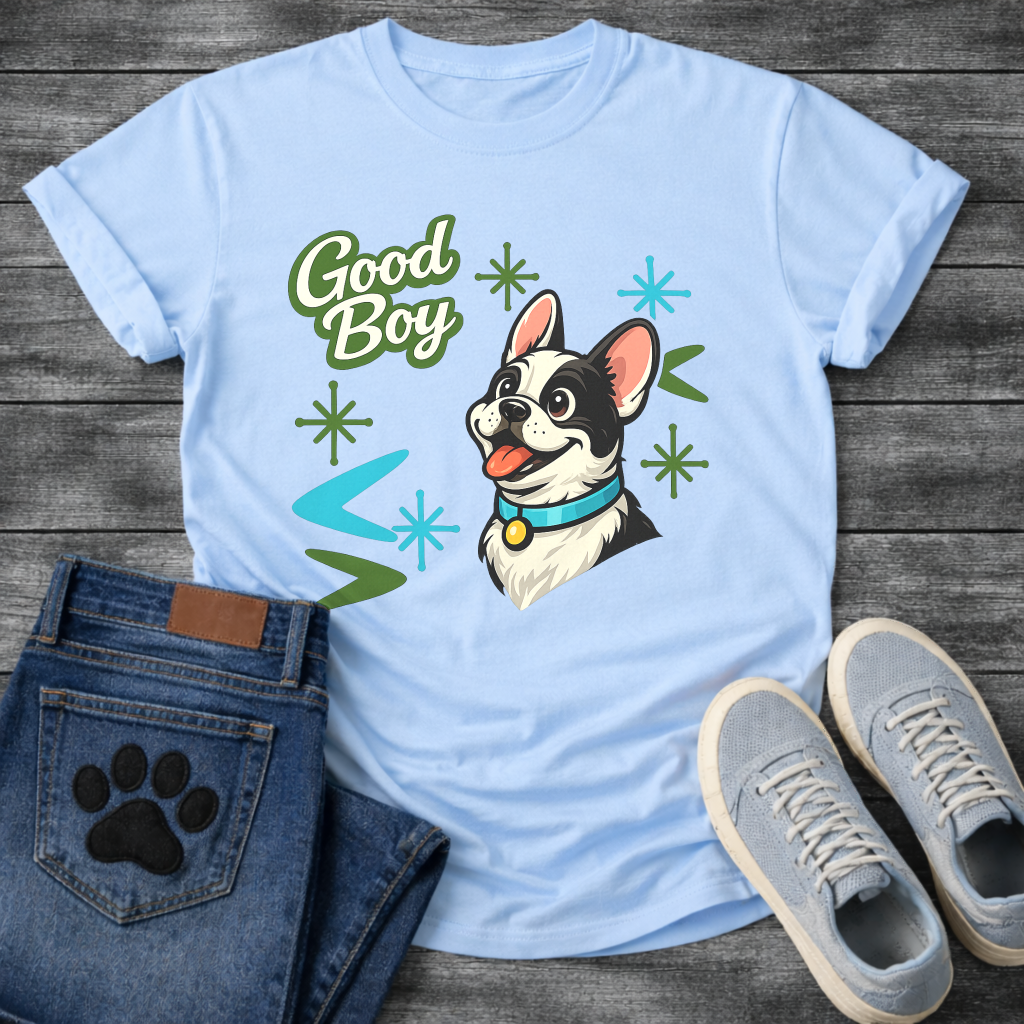 French Bulldog Good Boy funny dog shirt white retro pet lover apparel tee