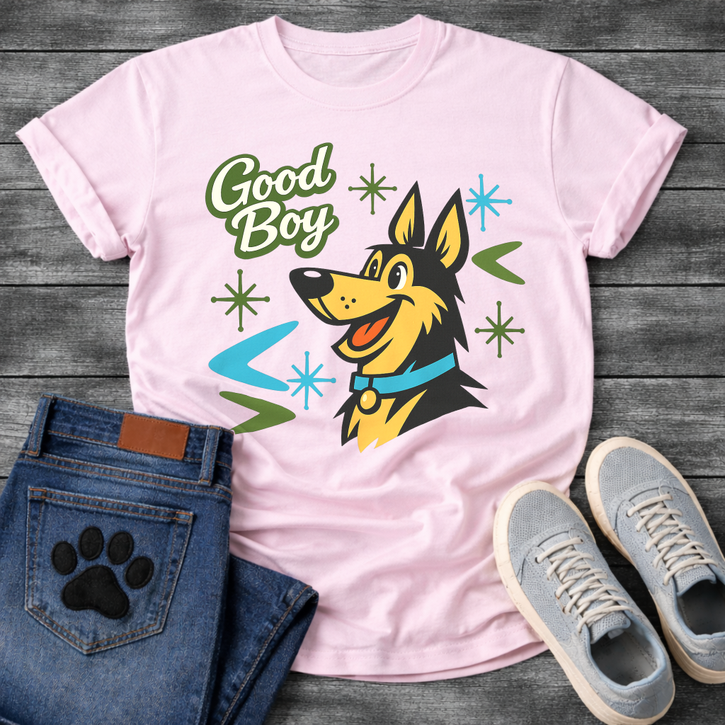 German Shepherd Good Boy funny dog shirt white retro pet lover apparel tee