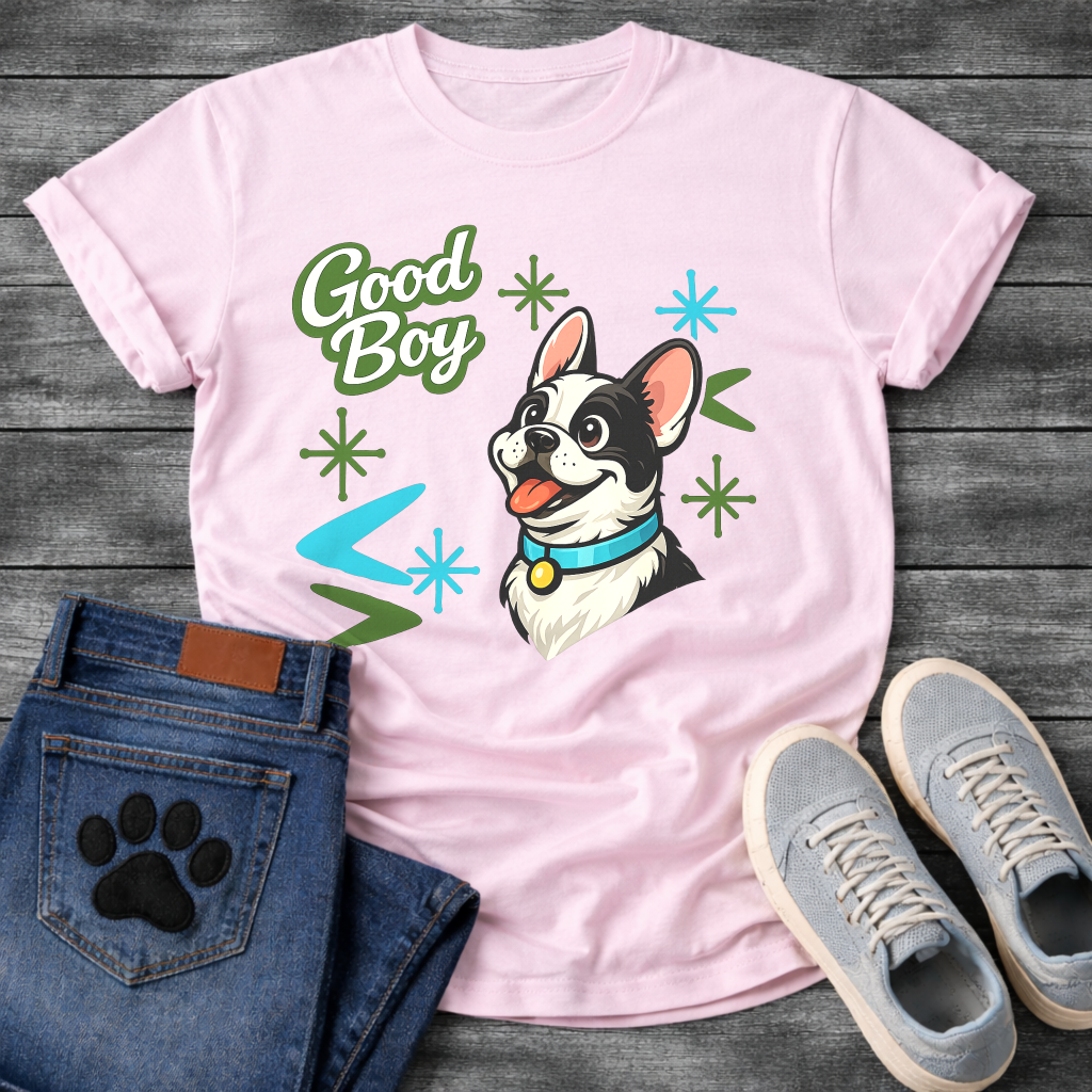 French Bulldog Good Boy funny dog shirt white retro pet lover apparel tee