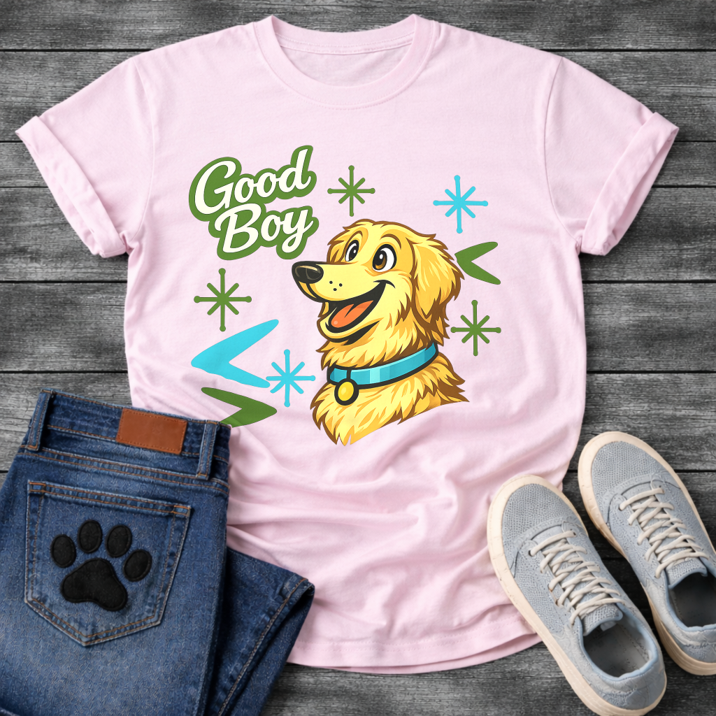 Golden Retriever Good Boy funny dog shirt sand retro pet lover apparel tee