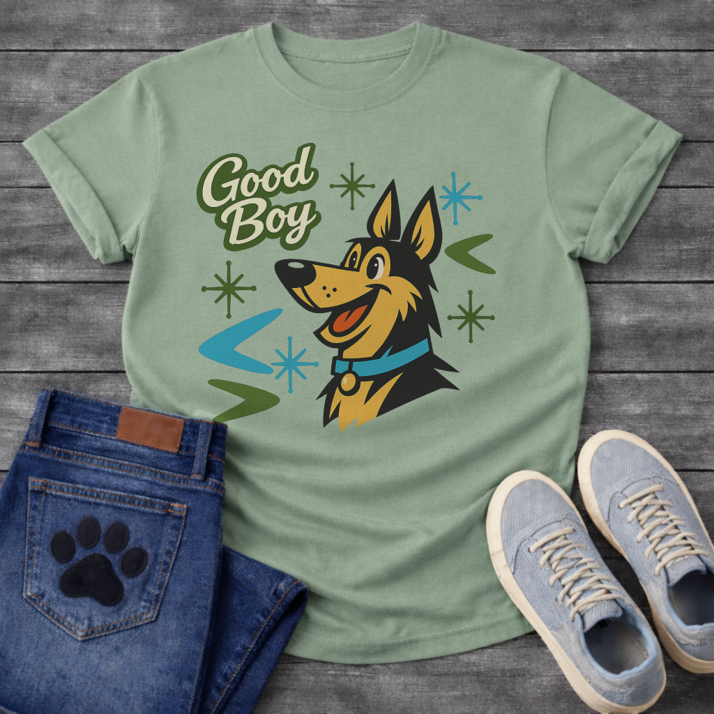 German Shepherd Good Boy funny dog shirt white retro pet lover apparel tee