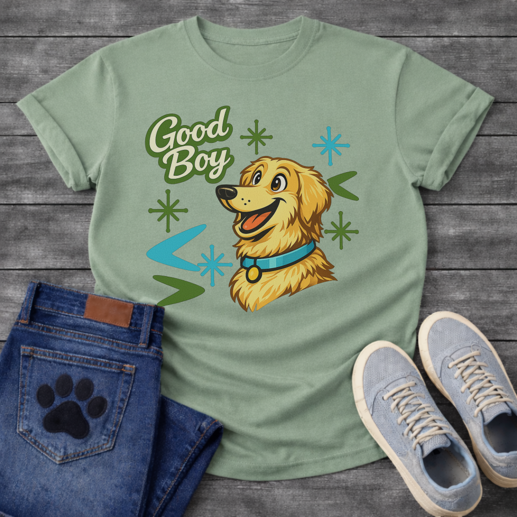 Golden Retriever Good Boy funny dog shirt sand retro pet lover apparel tee
