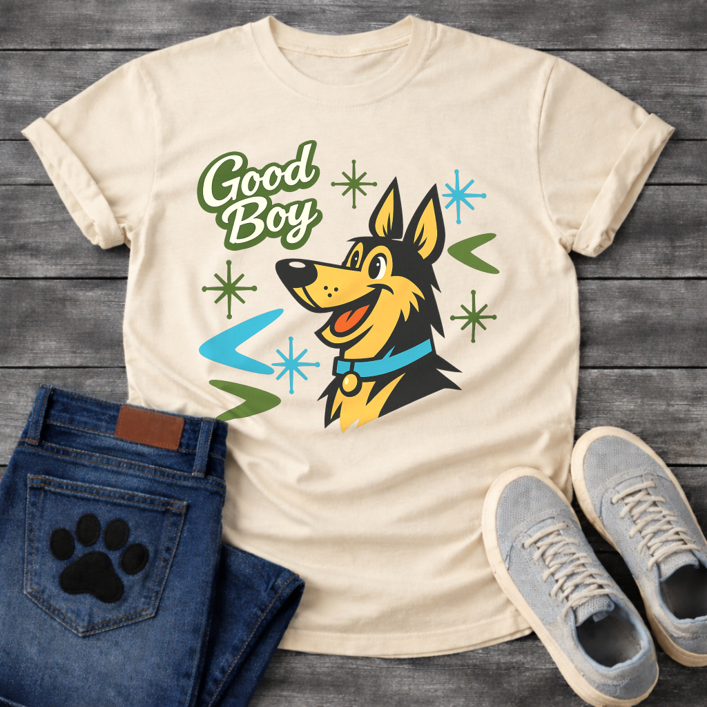 German Shepherd Good Boy funny dog shirt white retro pet lover apparel tee