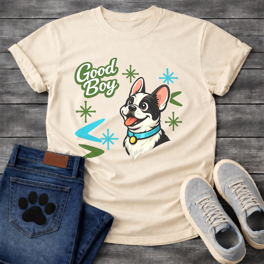 French Bulldog Good Boy funny dog shirt white retro pet lover apparel tee