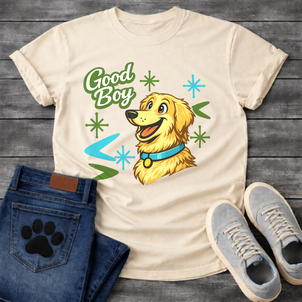 Golden Retriever Good Boy funny dog shirt sand retro pet lover apparel tee
