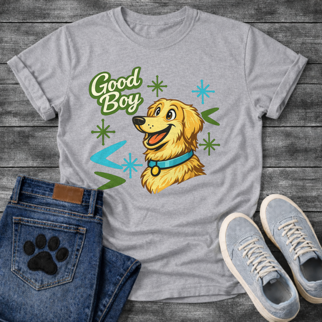Golden Retriever Good Boy funny dog shirt sand retro pet lover apparel tee
