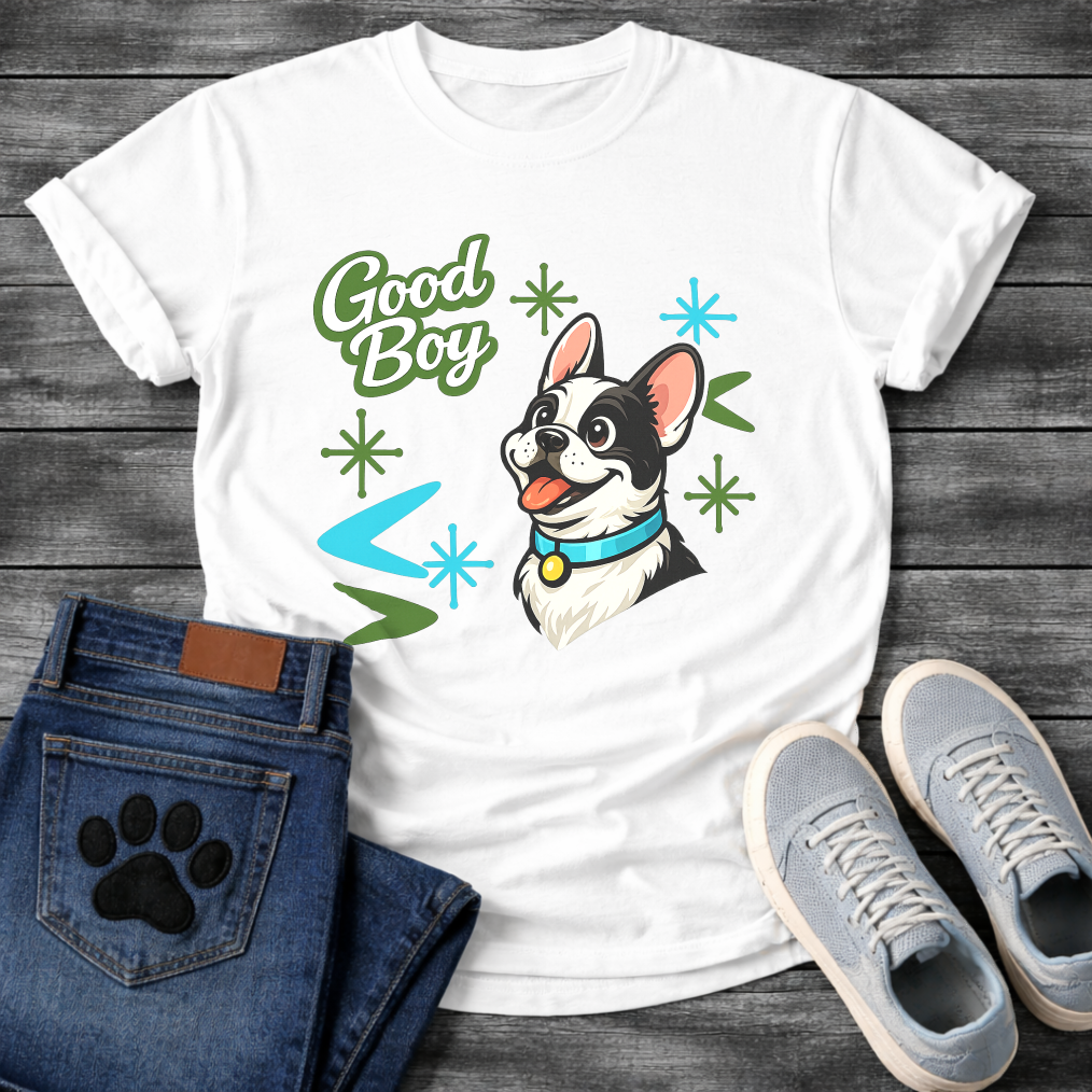 French Bulldog Good Boy funny dog shirt white retro pet lover apparel tee